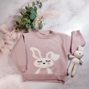 Size 12-18 Months Dusty Pink / Lilac Sweater with Bunny Design